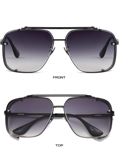 UNISEX Oorgroot Vierkantige Vlieënier Gradiënt-sonbrille C6 Geweerraam/Gradiënt - Grys Lens