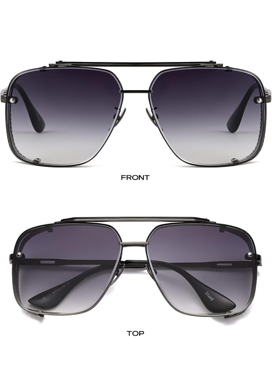 UNISEX Oorgroot Vierkantige Vlieënier Gradiënt-sonbrille C6 Geweerraam/Gradiënt - Grys Lens