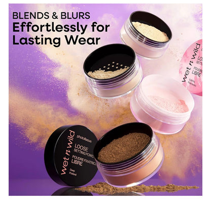 wet n wild Photo Focus Loose Baking Setting Powder, Highlighter Makeup, Suitable for All Skin Tones - Banana
