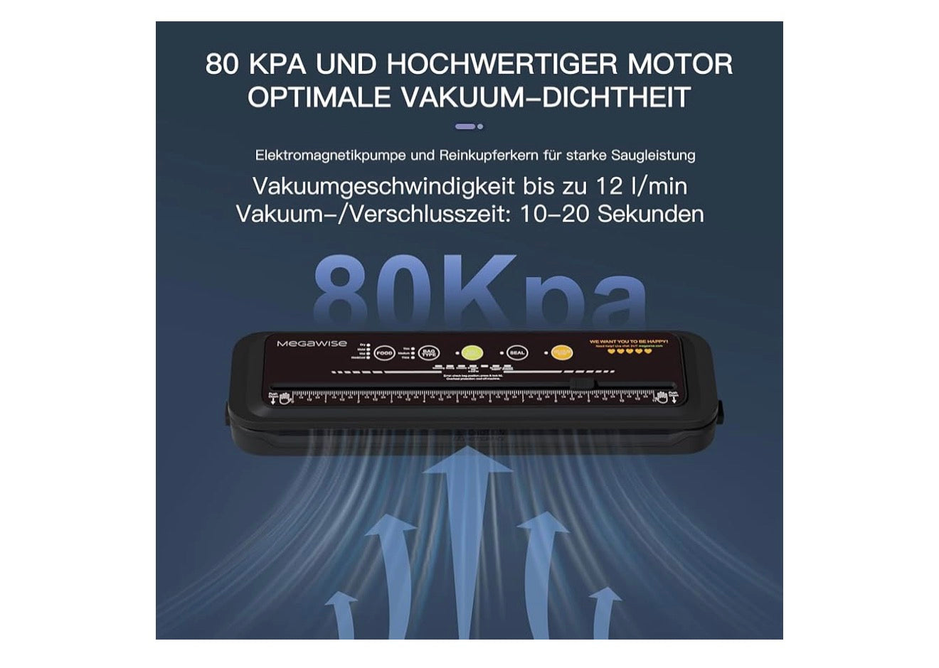 Voedselvakuumseëlmasjien, Kragtige en Kompakte Outomatiese Een-Druk Seëlmasjien vir Koue, Nat, Vogryke en Droë Kosse - (Swart)