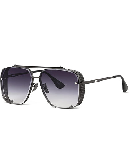 UNISEX Oorgroot Vierkantige Vlieënier Gradiënt-sonbrille C6 Geweerraam/Gradiënt - Grys Lens
