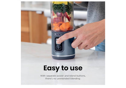 Ninja Blast Koordlose 18oz. Draagbare Blender Vir Skud- en Smoothies, BPA-vry, Lekvrye Deksel en Slurpmondstuk, USB-C Herlaaibaar, Skottelgoedwasser Veilig - (Metaalblou)