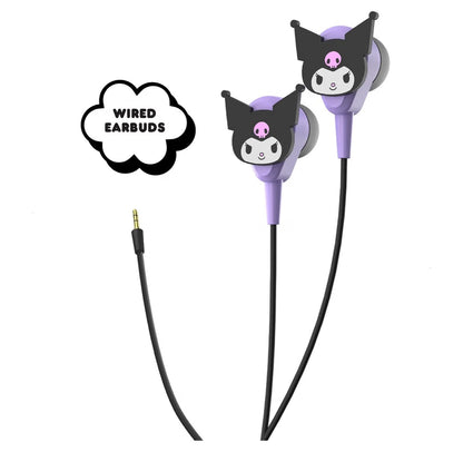 Hello Kitty 2-in-1 Wireless Bluetooth Headphones with Wired Earbuds – Foldable Over-Ear Headset with Built-in Mic, AUX Cable, Adjustable Headband, and Onboard Controls – Kuromi