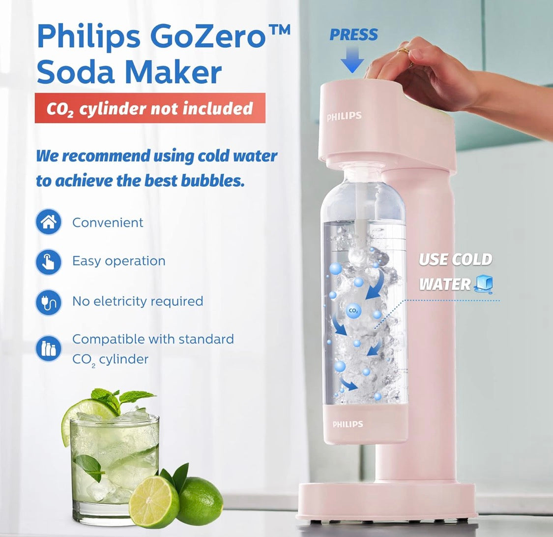 Soda Maker / Sparkling Water Machine, Lightweight & Easy to Use (PINK)