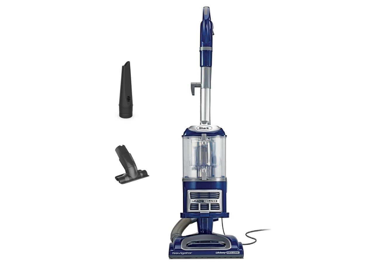 Shark Upright Vacuum Cleaner Navigator Lift-Away Deluxe Pet Hair, Carpet & Hard Floor Cleaning | Upholstery & Crevice Tool, HEPA Filter | Swivel Steering | Large Dust Cup Capacity (Blue)