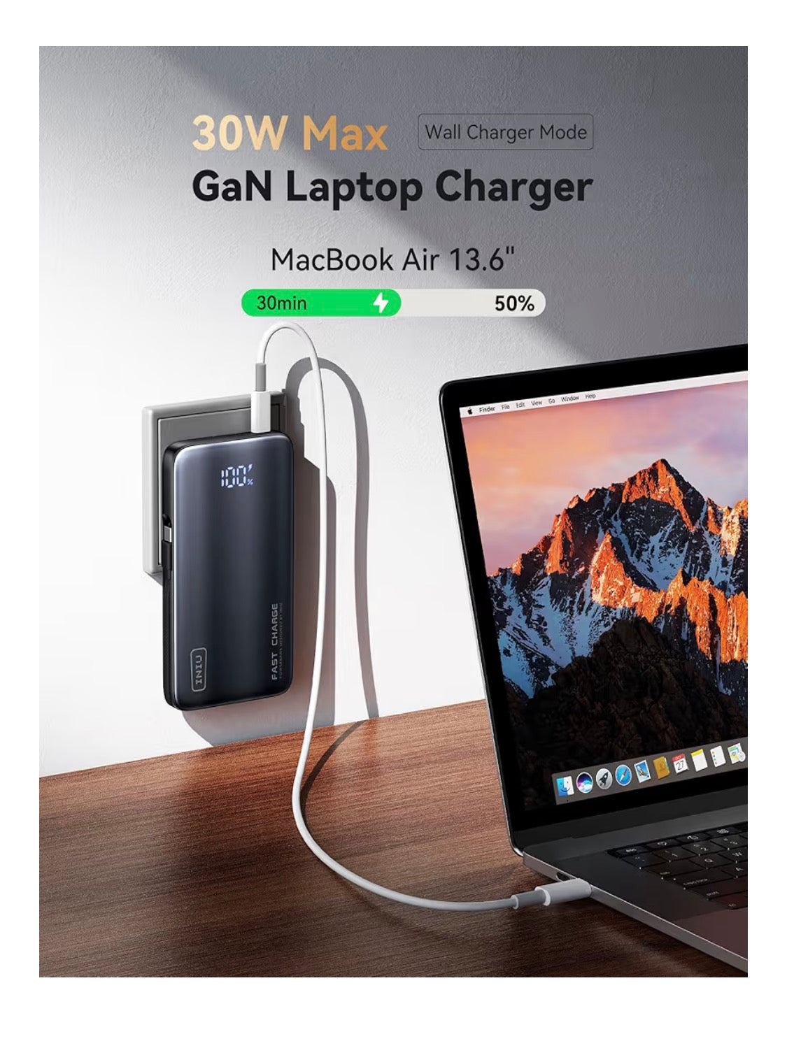 3-in-1 Portable Charger, 45W 10000mAh Fast Charging Power Bank, Built-in USB C Cable & Foldable Wall Plug, Travel Essentials