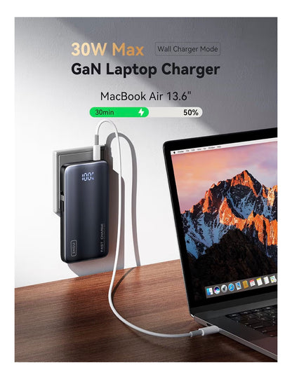 3-in-1 Portable Charger, 45W 10000mAh Fast Charging Power Bank, Built-in USB C Cable & Foldable Wall Plug, Travel Essentials