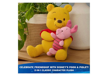 Disney 25cm Poeh en Knorretjie Gebreide Plaasdiere, Winnie die Poeh, Opgestopte Dier vir Ouderdomme 1 en Ouers - Geel/Pienk