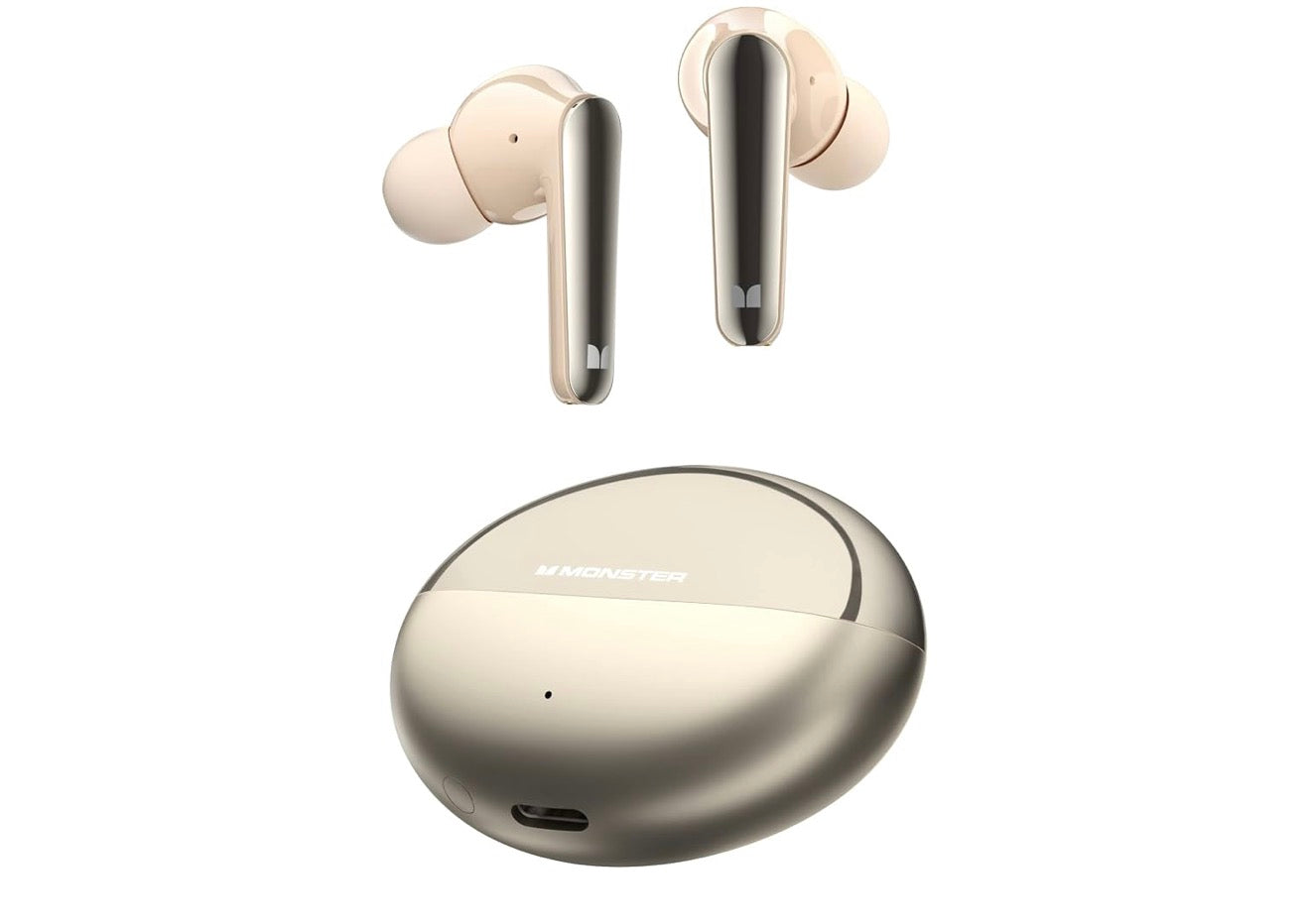 Monster AirLinks Draadlose Oorfone, Bluetooth 5.3 Hi-Fi Stereo Klank, Tipe-C Vinnige Laai, Raakbeheer, IPX6 Waterdigte in-Oor Oorfone, 30 Ure Speeltyd
