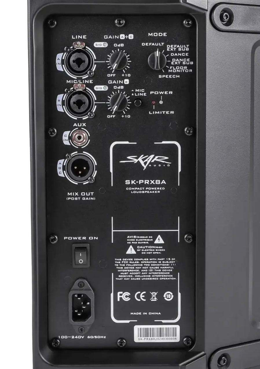 SK-PRX8A | 8" 600 Watt Aktiewe 2-rigting PA-luidspreker