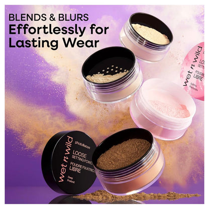 wet n wild Photo Focus Loose Baking Setting Powder, Highlighter Makeup, Fair to Medium & Tan Skin Tones - Translucent