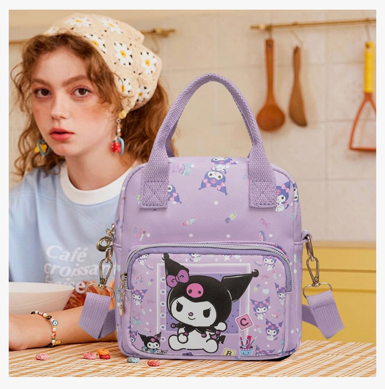 Oulike Strokie Dratas, Crossbody Sakke vir Meisies, Verstelbare Band Sling Rugsak - (PERS)