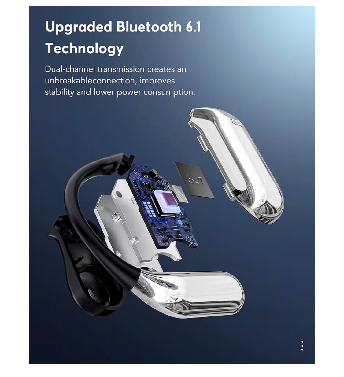 Open-Ear headphones LCD Touch,Bluetooth,Real-Time AI Translator Earbuds (188)Languages -D. Black