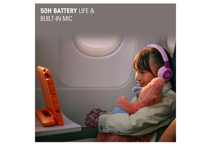 JBL Junior On-Ear Kids Headphones  Safe Sound 85dB, Parental Control w/ Customizable Volume Playtime, Easy monitoring, Built-in mic, 50-hour battery life
