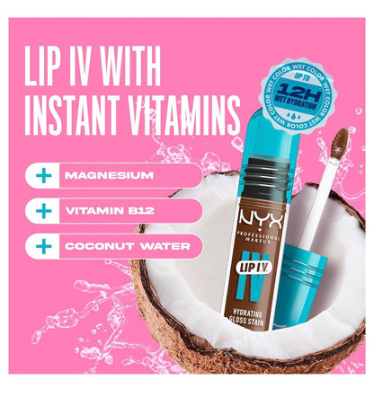 NYX PRO MAKEUP Lip IV Hydrating Glossy Lip Stain, Langhoudend, Getint, Veganistiese Formule met 12 UUR Hydrasie – Splash N Spice