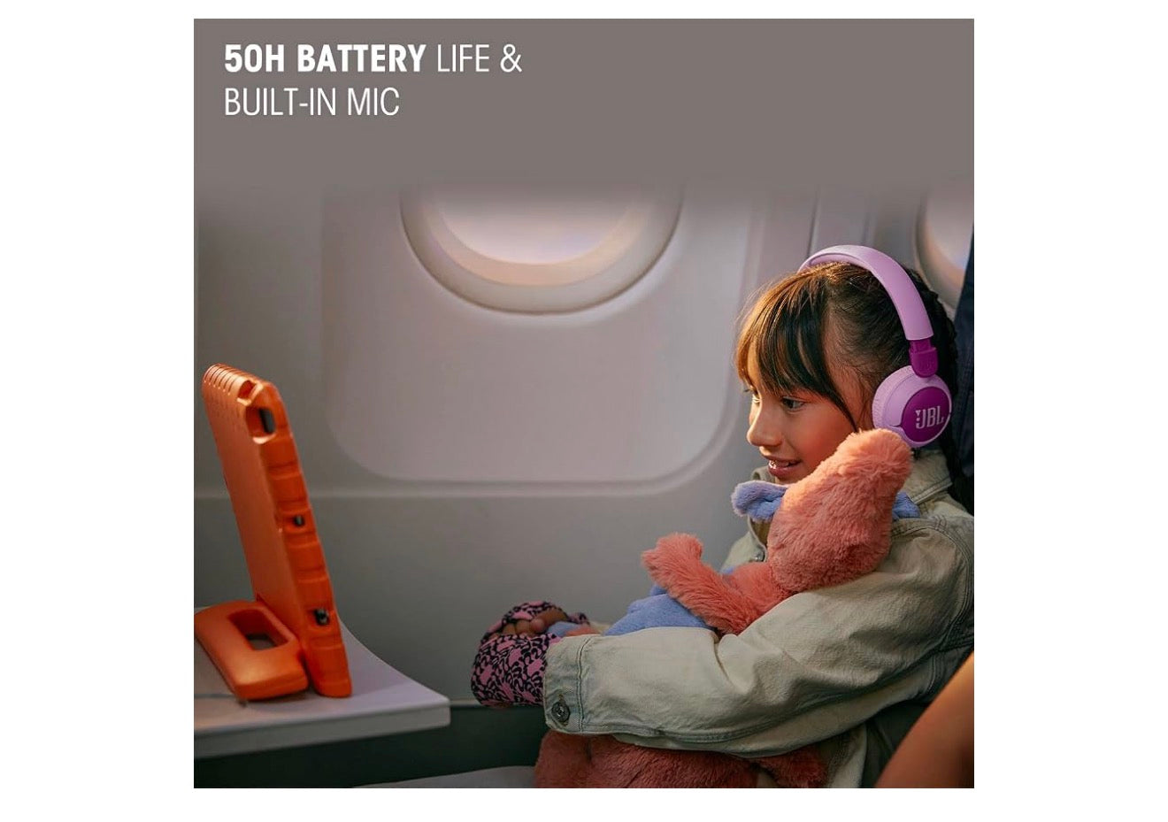 JBL Junior  On-Ear Kids Headphones Safe Sound 85dB, Parental Control w/ Customizable Volume Playtime, Easy monitoring, Built-in mic, 50-hour battery life (BLUE)