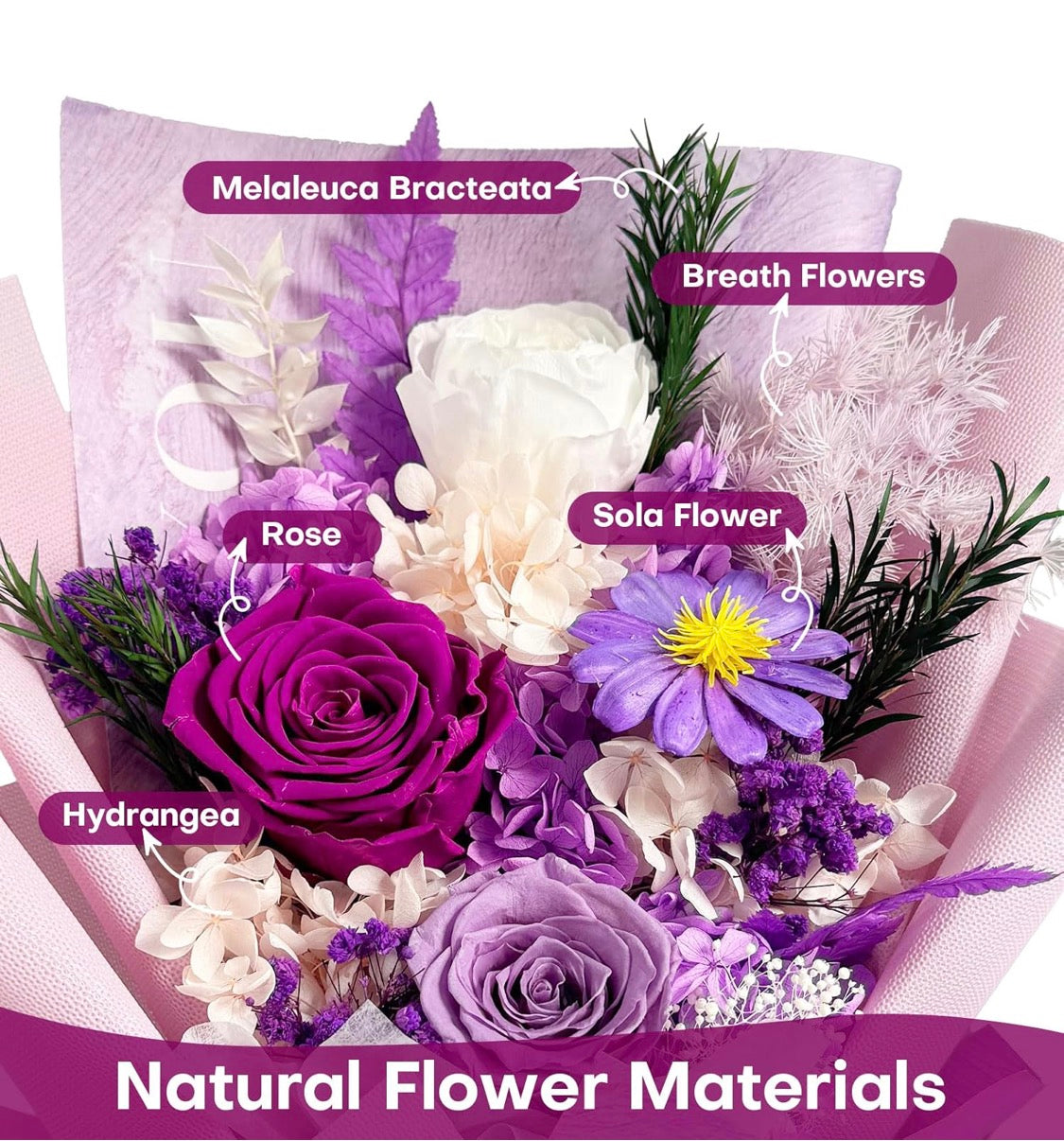 Preserved Flowers Bouquet, Eternal Natural Rose - Special Occasion - Decorations