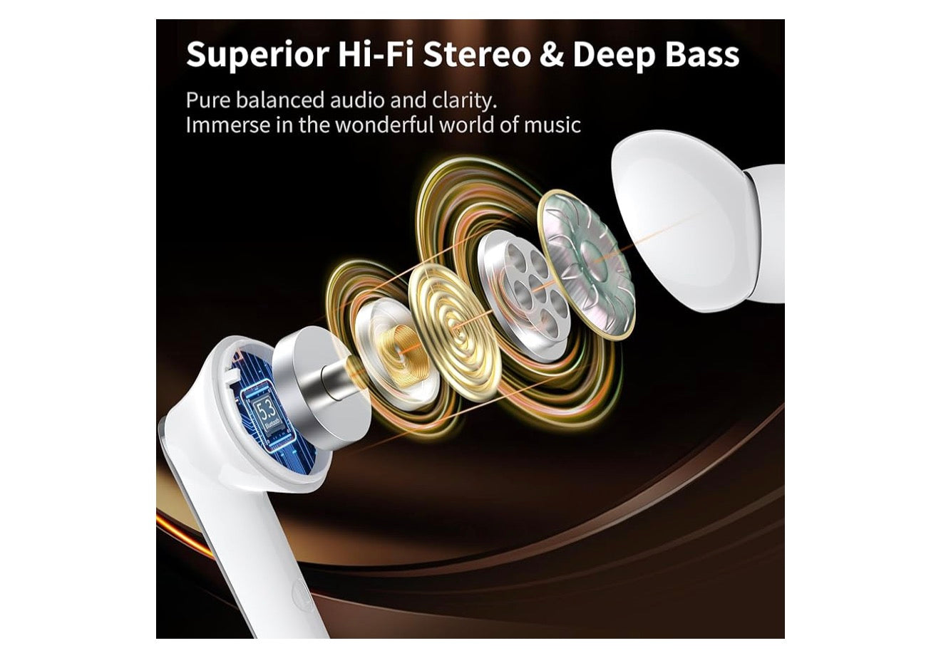 Monster AirLinks Draadlose Oorfone, Bluetooth 5.3 Oorfone HiFi Stereo, Draadlose Oorfone met HD Duidelike Oproep, 30H Speeltyd, Raakbeheer, Tipe-C Laai, IPX6 Waterdig