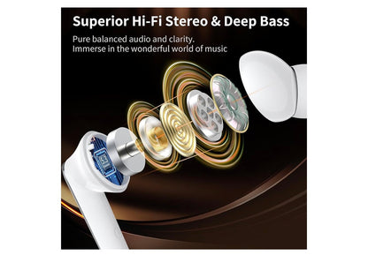 Monster AirLinks Draadlose Oorfone, Bluetooth 5.3 Oorfone HiFi Stereo, Draadlose Oorfone met HD Duidelike Oproep, 30H Speeltyd, Raakbeheer, Tipe-C Laai, IPX6 Waterdig