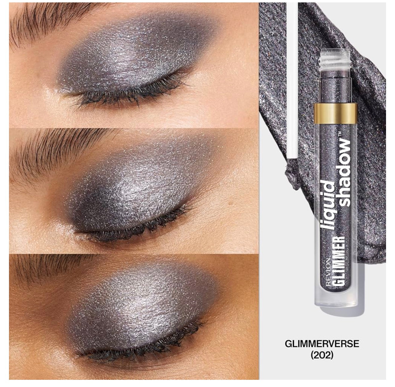 REVLON Glimmer Liquid Shadow, Smudge-Proof Shimmer Eyeshadow Makeup, Long Lasting, High Pigment - (202 Glimmerverse)