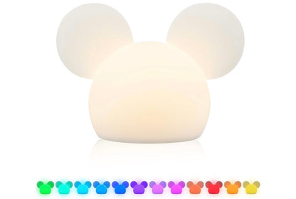 Mickey Mouse Squishy Color Changing, Night Light for Kids, USB Lamp, Battery Operated, Dimmable