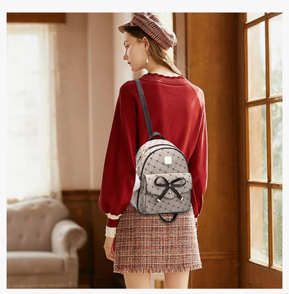 iGirls Strikkie 3-Stukke Mode Leer Rugsak Rugsakhandsak vir Dames Rucksack vir Dames Skouersak - (Koffie)