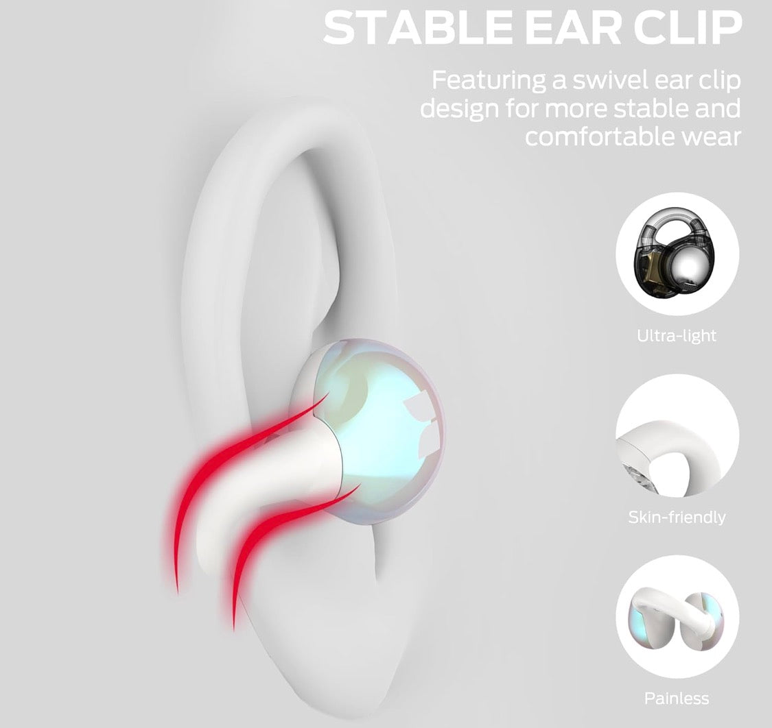 Monster Open Ear Earbuds w/ HiFi Stereo, Clip-On ENC Clear Call, 21H Playtime, IPX6 Waterproof Sport Outdoor