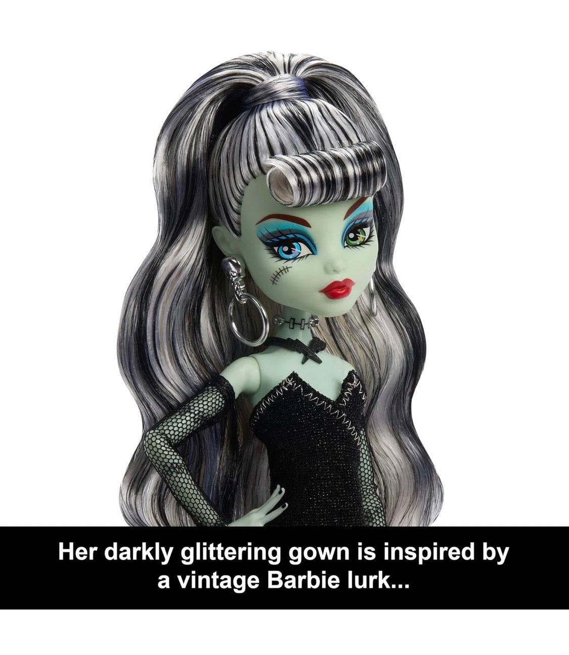 Monster High x Barbie Frankie Stein Doll with Original Barbie-Inspired Swimsuit