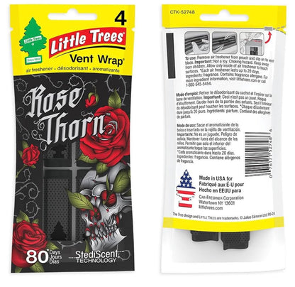 LITTLE TREES Kar Lugverfrisser | Vent Wrap Verskaf Langdurige Geur, Onsigbaar Vars - (Rose Thorn)