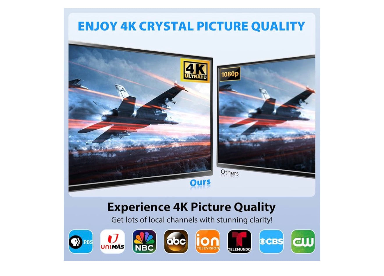 TV-antenna binnenshuis, antenna vir slim-TV vir langafstandontvangs en alle slim/ou TV's, HD digitale antenna met versterkersinjaalversterker vir plaaslike kanale, ondersteun 4K 1080p