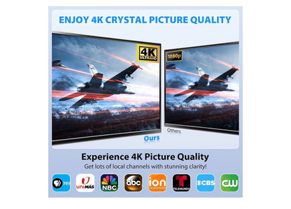 TV-antenna binnenshuis, antenna vir slim-TV vir langafstandontvangs en alle slim/ou TV's, HD digitale antenna met versterkersinjaalversterker vir plaaslike kanale, ondersteun 4K 1080p