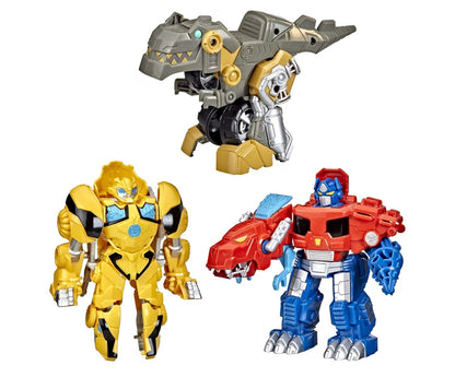 Transformers Playskool Primal Team-Up 3-Pack with Optimus Prime,Bumblebee, and Grimlock Converting Dinosaur Figures, 4.5-Inch Toys, Ages 3 and Up