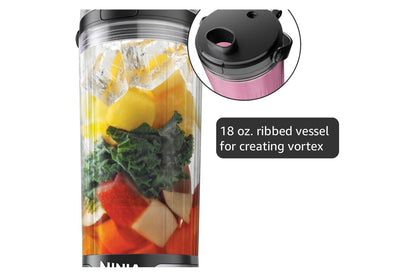 Ninja Blast Draagbare Blender Koordloos 530ml Houer Persoonlike Menger vir Skuddrankies en Smoothies BPA-vry Lekvrye Deksel en Suigbek USB-C Herlaaibaar Skottelgoedwasser Veilig - (Swart)
