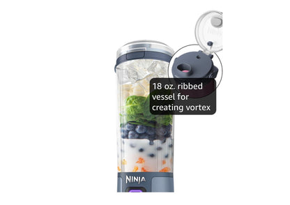 Ninja Blast Draagbare Blender Koordloos 530ml vir Skuddrankies & Smoothies, BPA-vry, Lekvaste Deksel & Suipbekkie, USB-C Herlaaibaar, Skottelgoedwasser Veilig - (Blou)