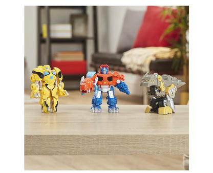 Transformers Playskool Primal Team-Up 3-Pack with Optimus Prime,Bumblebee, and Grimlock Converting Dinosaur Figures, 4.5-Inch Toys, Ages 3 and Up