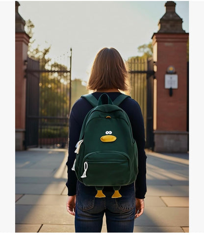 Oulike Eend Rugsak vir Tienermeisies Vroue, Kawaii Snaakse Estetiese Koordfluweel Skooltas vir Hoër Middel Skool - (Groen)