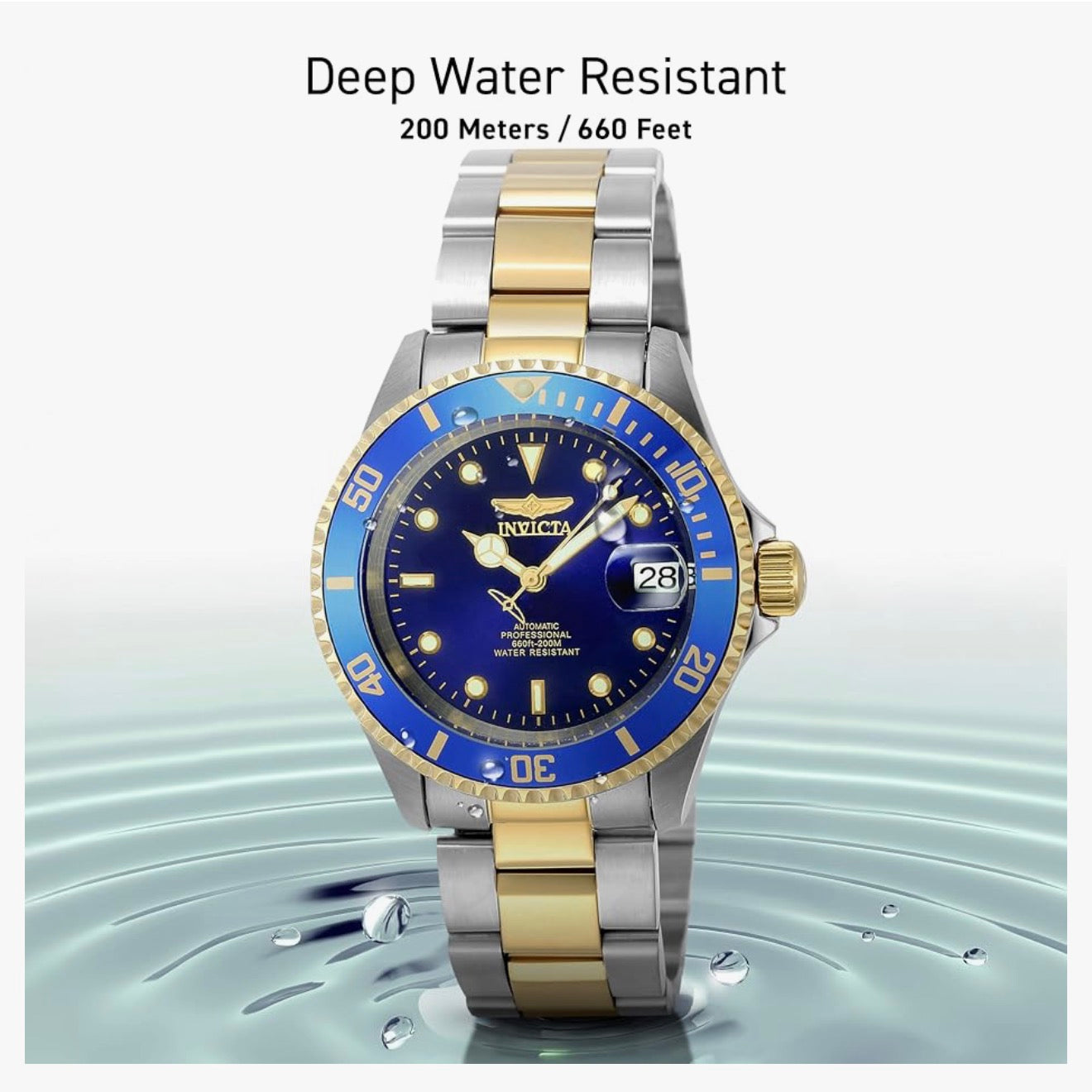 Invicta Mans Pro Diver-versameling Munt-Rand Outomatiese Vlekvrye Staalhorlosie