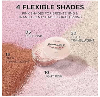 L'Oreal Paris Infallible Blur-fection Langdurige Losse Setpoeier, Vervaag Gesigpoeier m/ Tot 24H Dra - Diep Deurskynend (1 Kit)