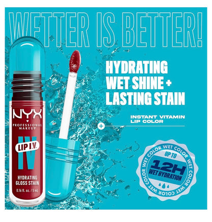 NYX PRO MAKEUP Lip IV Hydraterende Glans Lipvlek met 12H Hidrasie - Cranberry Splash (Rooi)
