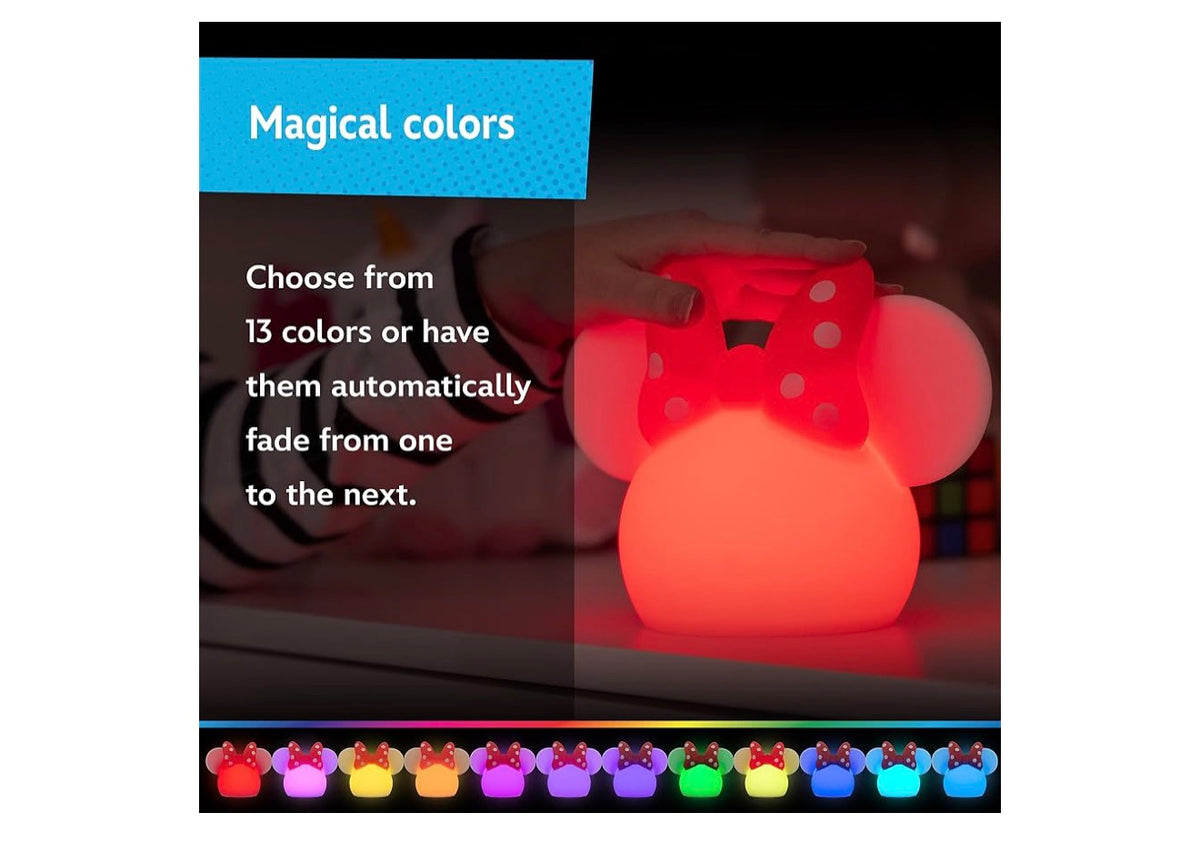 Minnie Mouse Squishy Color Changing, Night Light for Kids, USB Lamp, Battery Operated, Dimmable