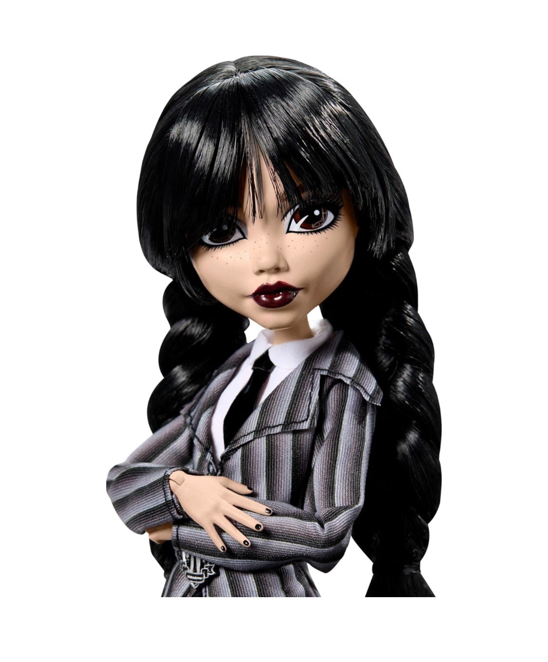 Monster High - Wednesday Addams Collectible in Nevermore Academy Uniform with Thing and Backpack, Doll Stand