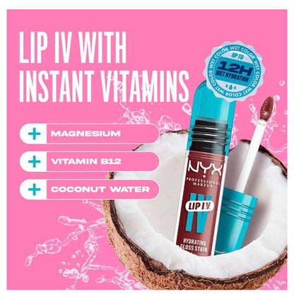 NYX PRO MAKEUP Lip IV Hydraterende Glans Lip Stain met 12H Hydrasie - Drippin In Rose (Pienk)
