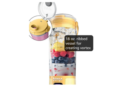 Ninja Blast Koordlose 532ml Draagbare Blender Vir Skommels en Smoothies, BPA-vry, Lekvrye-deksel en Suigmond, USB-C Herlaaibaar, Skottelgoedwasser-veilig - Suurlemoen Meringue
