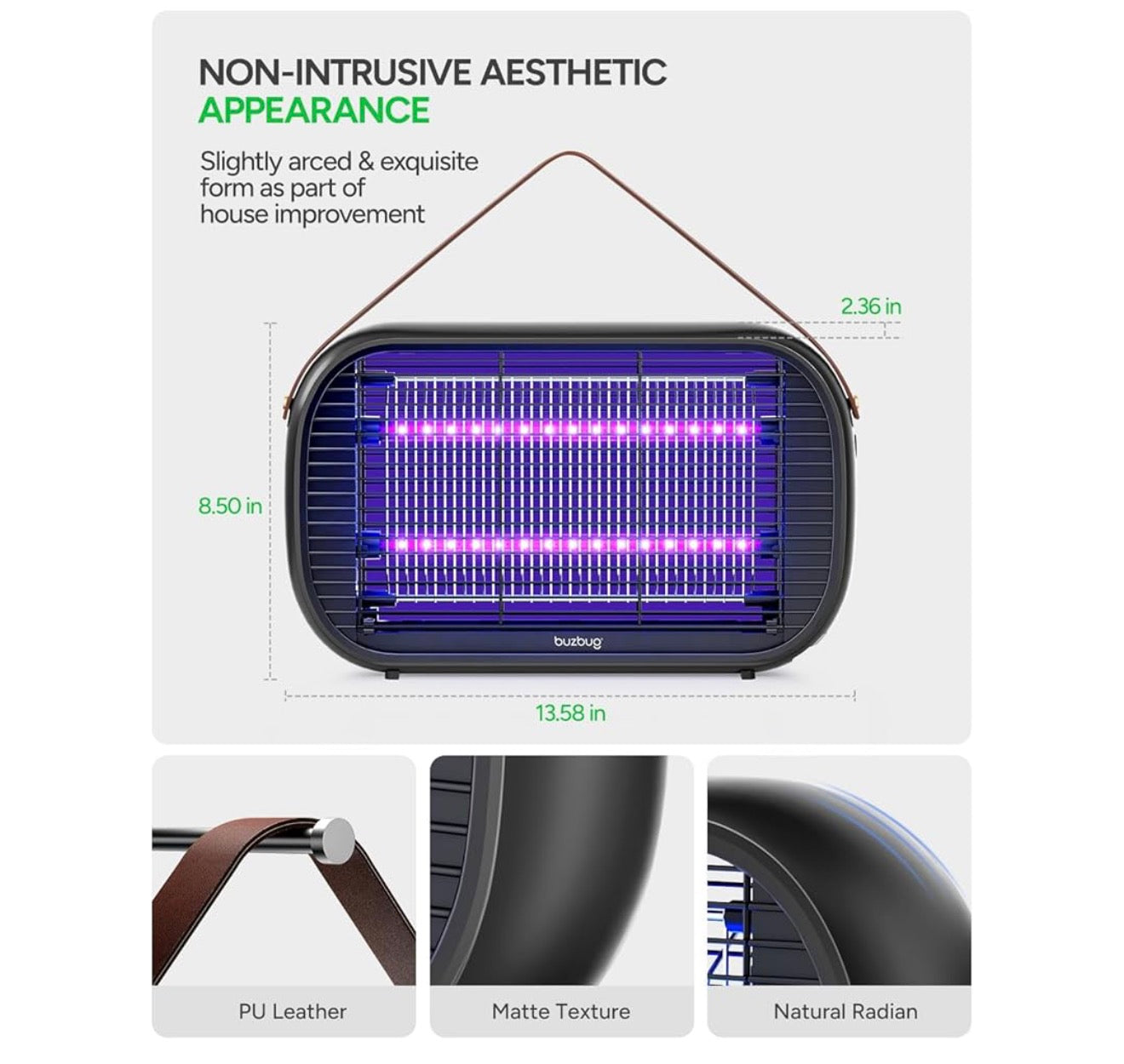 Opgedateerde LED-insekdoder vir binnenshuis, LED-gloeilampe tot 50 000 uur, 3800V kragtige elektriese muskietdoder, vlieëvanger, muskietvanger, vlieëmoordenaar, vlieëdoder - (Swart)