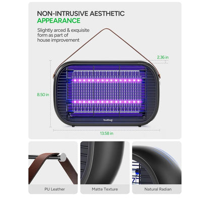 Opgedateerde LED-insekdoder vir binnenshuis, LED-gloeilampe tot 50 000 uur, 3800V kragtige elektriese muskietdoder, vlieëvanger, muskietvanger, vlieëmoordenaar, vlieëdoder - (Swart)