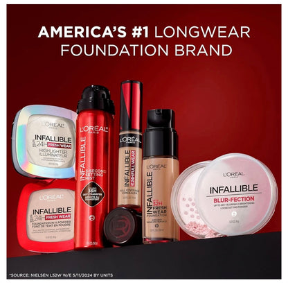 L'Oreal Paris Infallible Blur-fection Langdurige Losse Setpoeier, Vervaag Gesigpoeier m/ Tot 24H Dra - Diep Deurskynend (1 Kit)