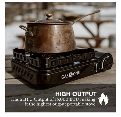 GasOne 15,000 BTU Propane or Butane Stove Dual Fuel Stove Portable Camping Stove - Patented - with Carrying Case Great for Emergency Preparedness Kit