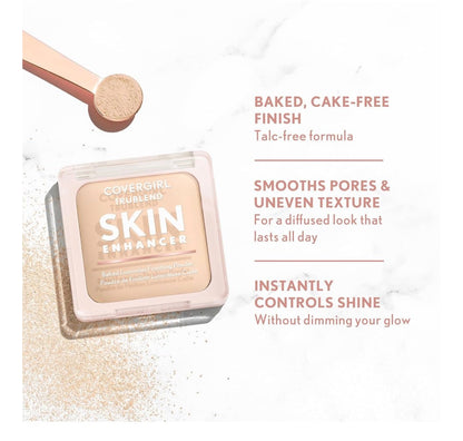 COVERGIRL TruBlend Skin Enhancer Baked Luminous Finishing Face Powder, with Hyaluronic Acid and White Rose Extract, Sheer & Buildable - 510 Snickerdoodle