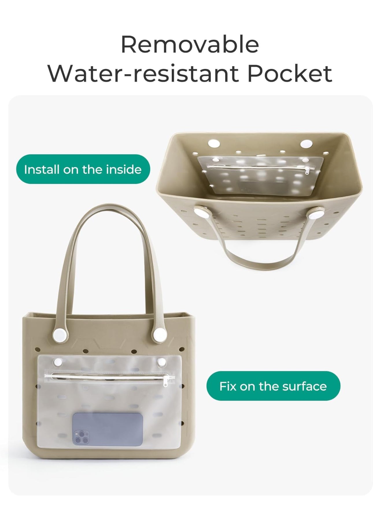 Bag Essential, Water-resistant Rubber Tote Bag, Sand-proof, Vacation -Beach Essential