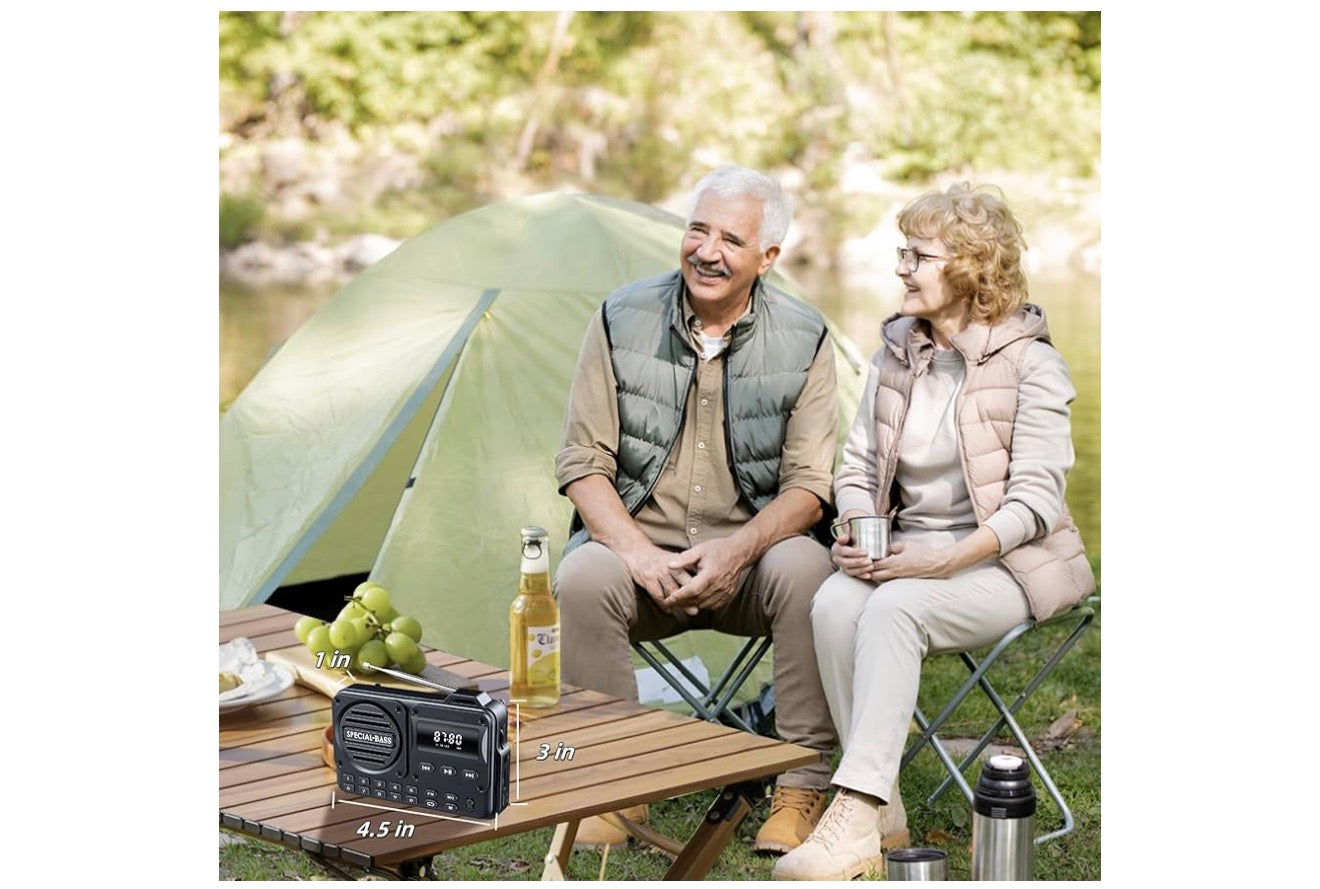 Sakradio FM USB-C Laai 2000mAh Herlaaibaar Uitstekende Ontvangs Duidelike Luidspreker en Oorfoneaansluiting, LCD-skerm, FM-radio vir Stap/Draf/Gim, Bluetooth/TF.(GEEN AM) - (Koolstof)
